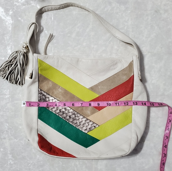 Elliott Lucca Bags | Elliot Lucca Vintage White Striped Leather Handbag